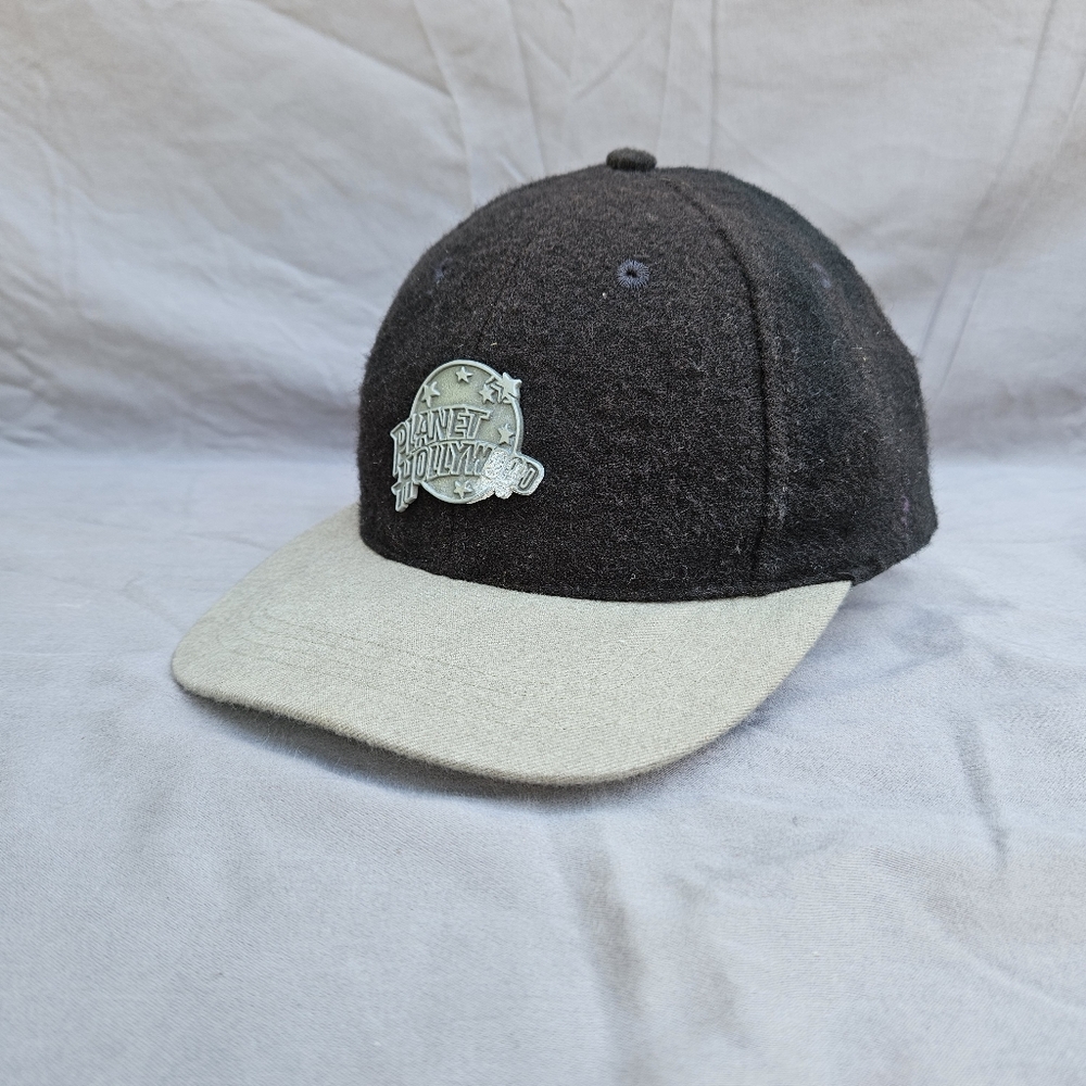 Vintage 90s Planet Hollywood Niagara Falls Metal Logo Wool Blend 6-Panel Hat